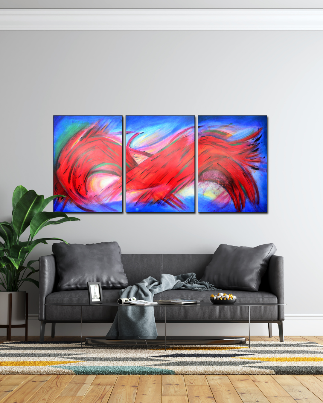 Unda, peinture abstraite tryptique de Laura Bégot-Guégan