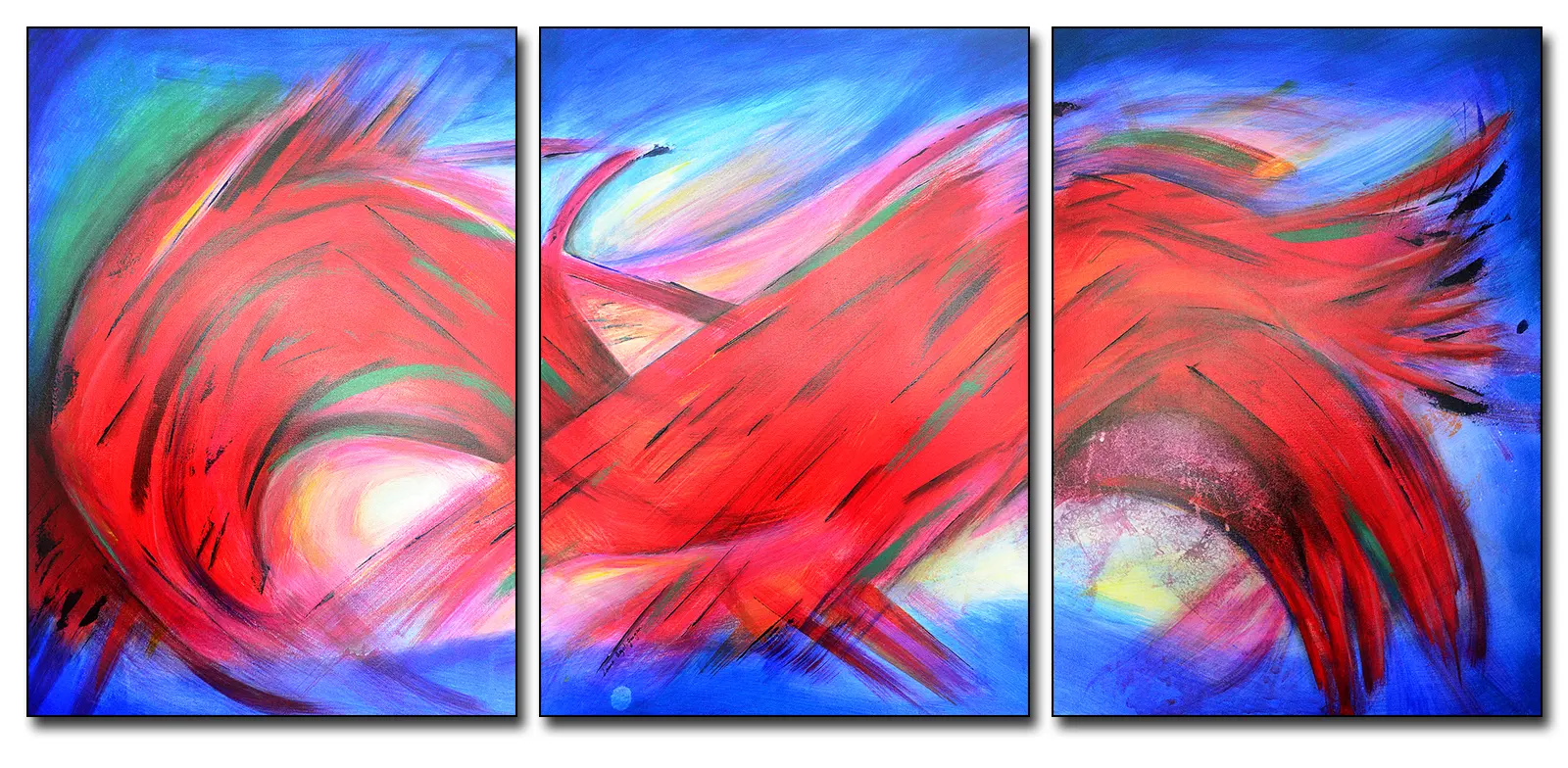 Unda, peinture abstraite tryptique de Laura Bégot-Guégan