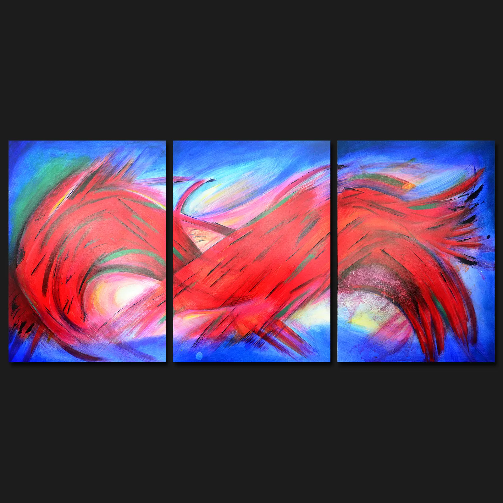 Unda, peinture abstraite tryptique de Laura Bégot-Guégan