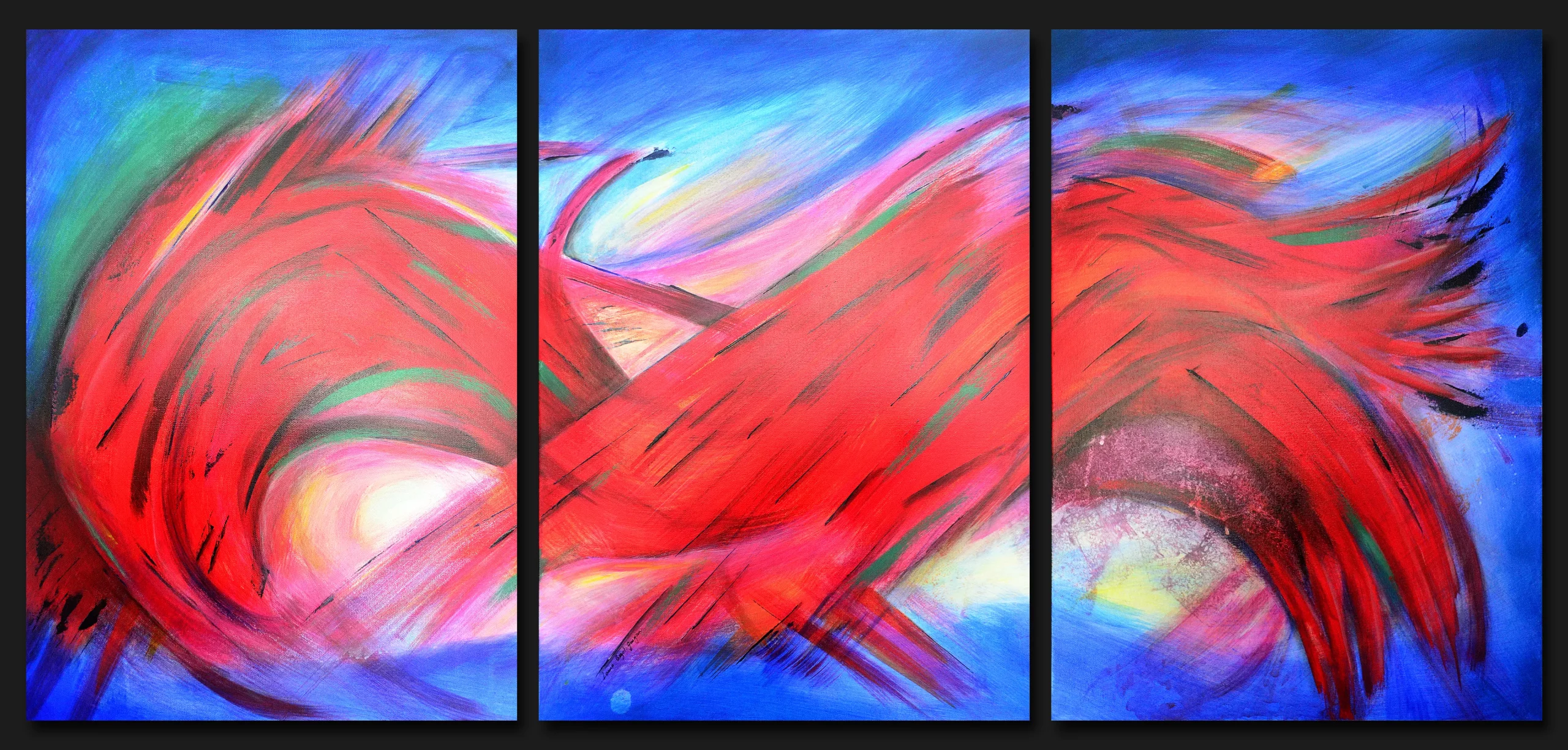 Unda, peinture abstraite tryptique de Laura Bégot-Guégan