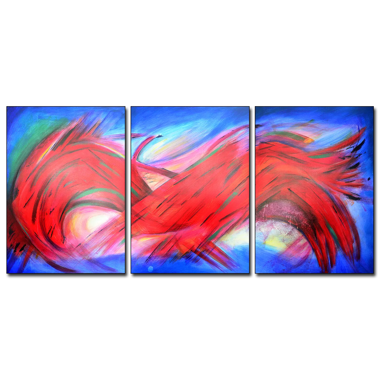 Unda, peinture abstraite tryptique de Laura Bégot-Guégan